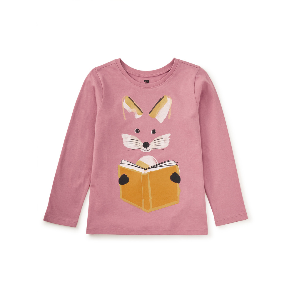 Tea Collection Girls Pink Fox Long Sleeve T-Shirt size: 5T